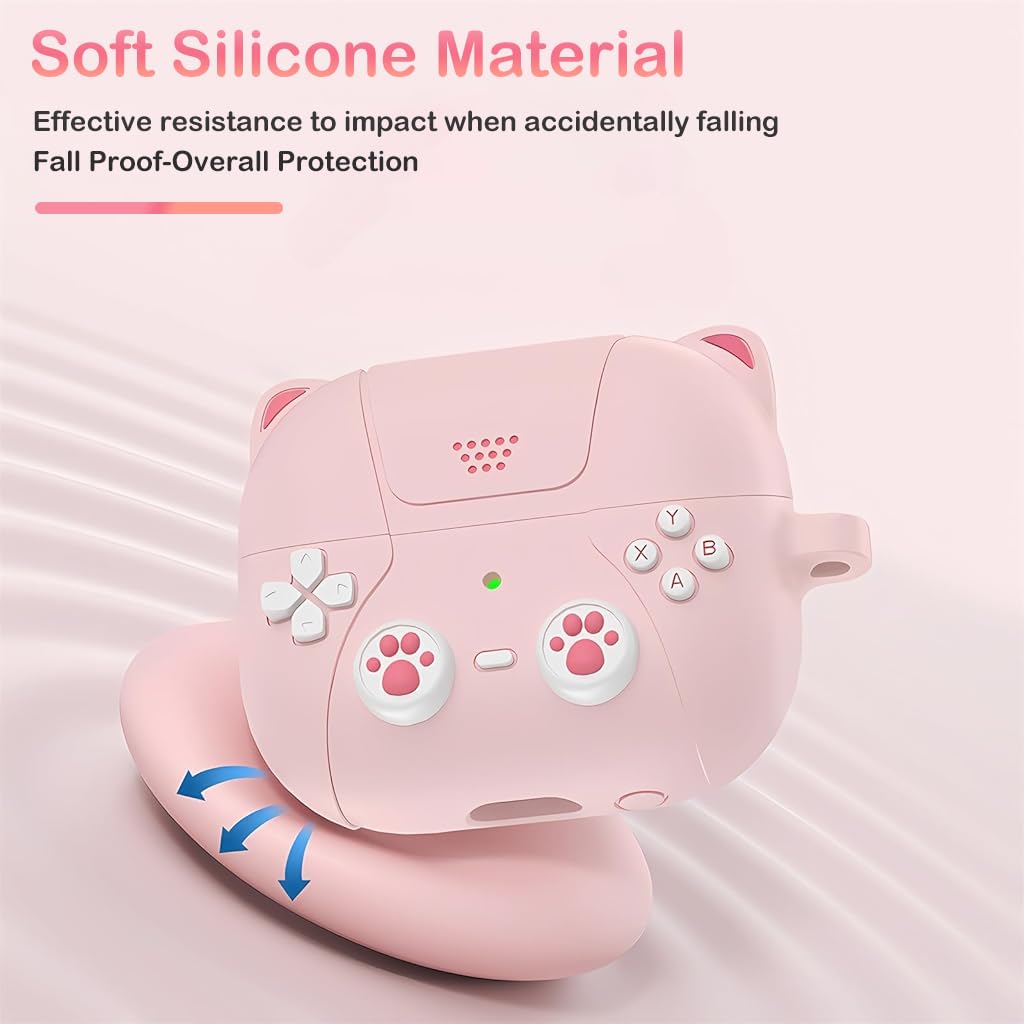 ZORBES Earbuds Case Cover for Samsung Galaxy Buds 3 Protective Silicone Skin Cover with Carabiner Fashion Retro Gaming Machine Earbuds Case Cover for Samsung Galaxy Buds 3/3 Pro, Pink ZORBES Earbuds Case Cover for Samsung Galaxy Buds 3 Protective Silicone Skin Cover with Carabiner Fashion Retro Gaming Machine Earbuds Case Cover for Samsung Galaxy Buds 3/3 Pro, Pink